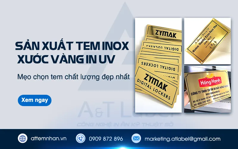 Nhận sản xuất tem inox vàng gương in UV theo yêu cầu